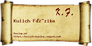 Kulich Füzike névjegykártya